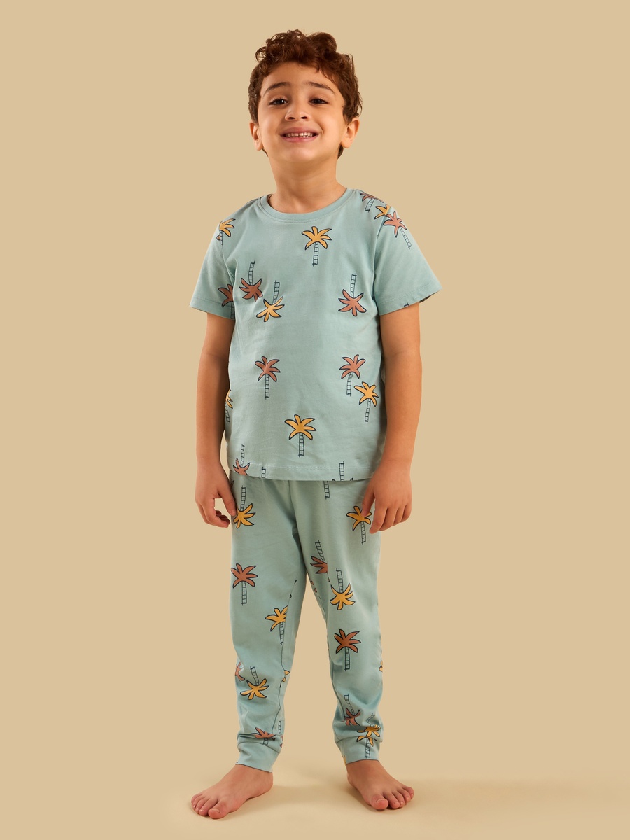 Palm Tree Print Cotton Pyjama Set