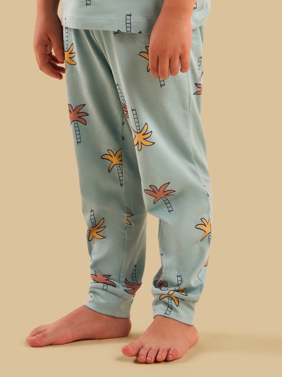 Palm Tree Print Cotton Pyjama Set