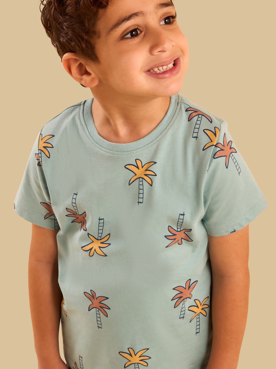 Palm Tree Print Cotton Pyjama Set