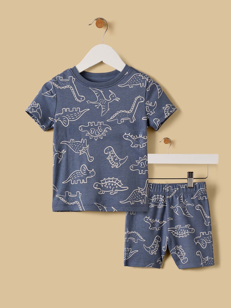 Dinosaur Print Cotton Shorts Set