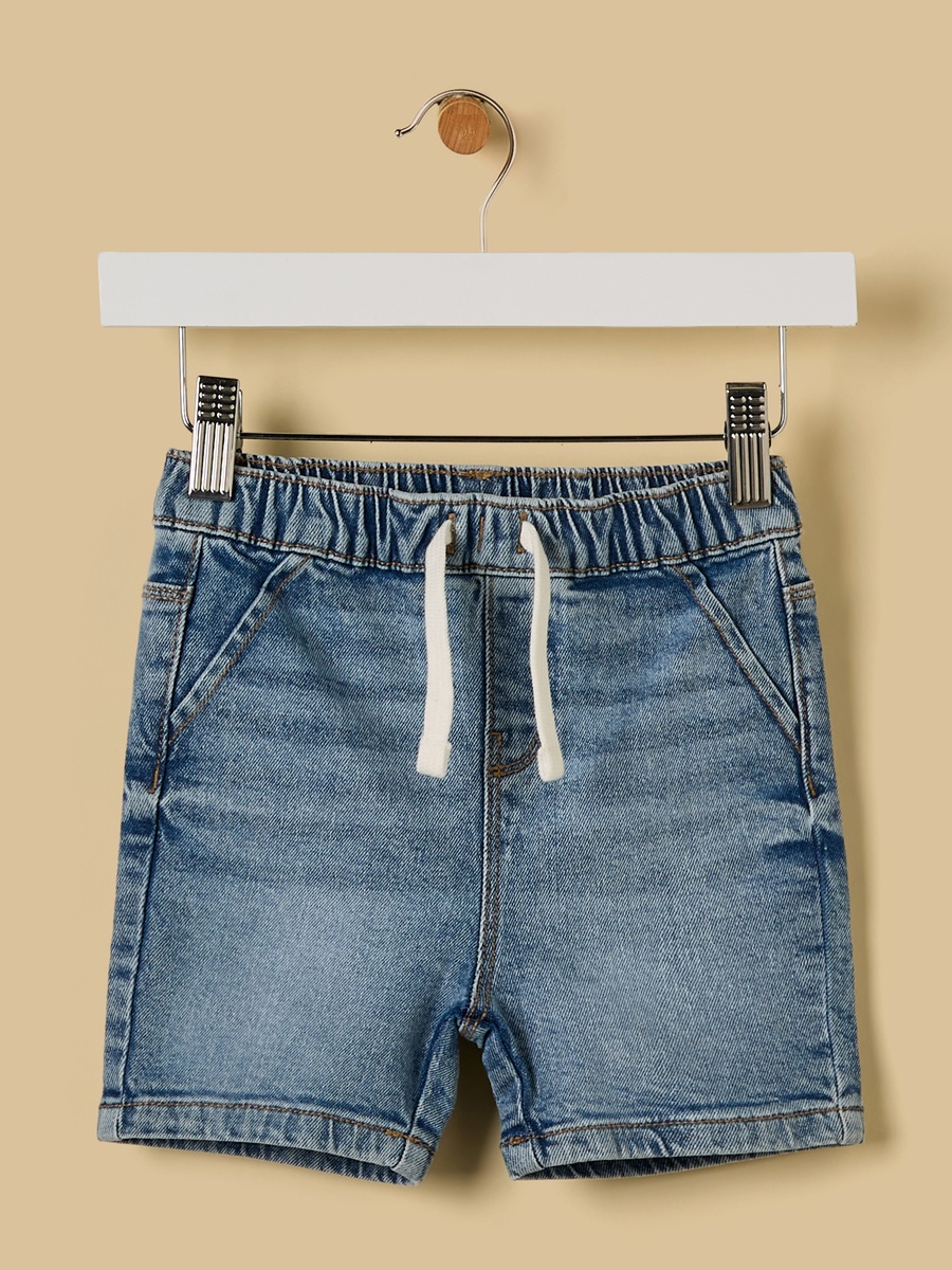 Drawstring Waist Denim Shorts