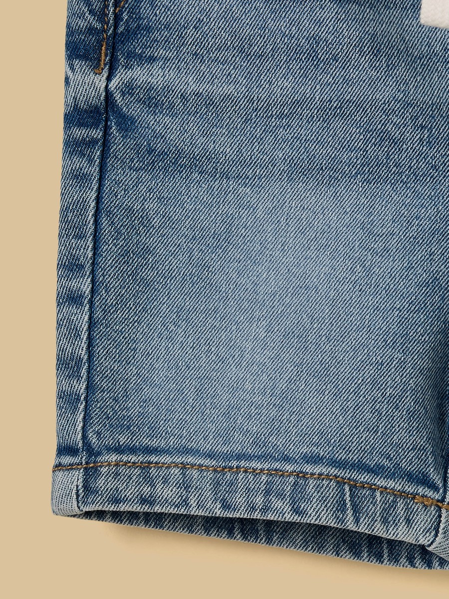 Drawstring Waist Denim Shorts