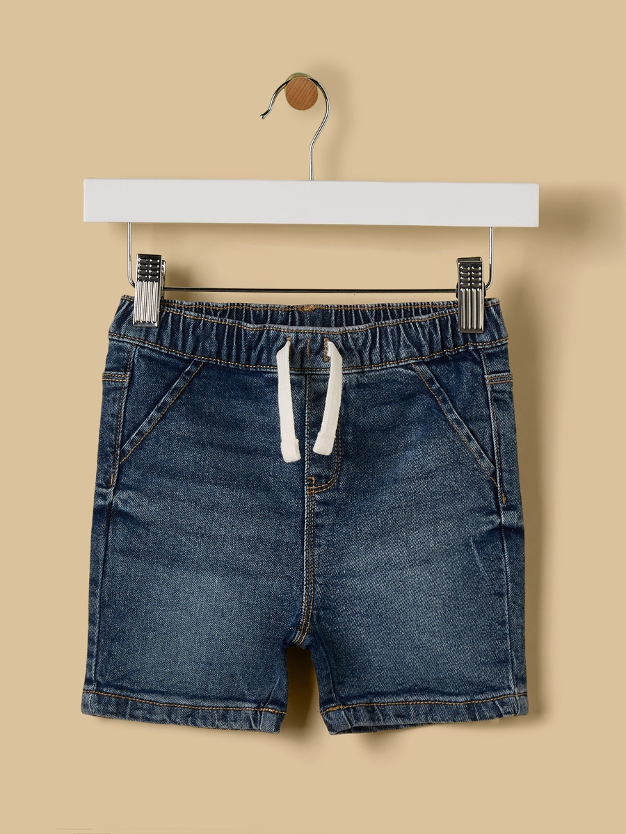 Drawstring Waist Denim Shorts