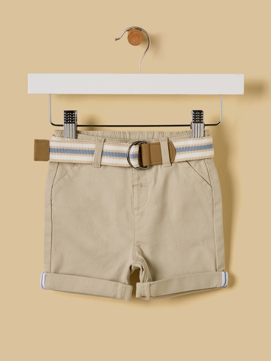 Plain Belted Shorts