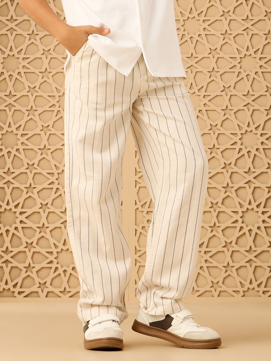 Striped Cotton Pull-On Pants