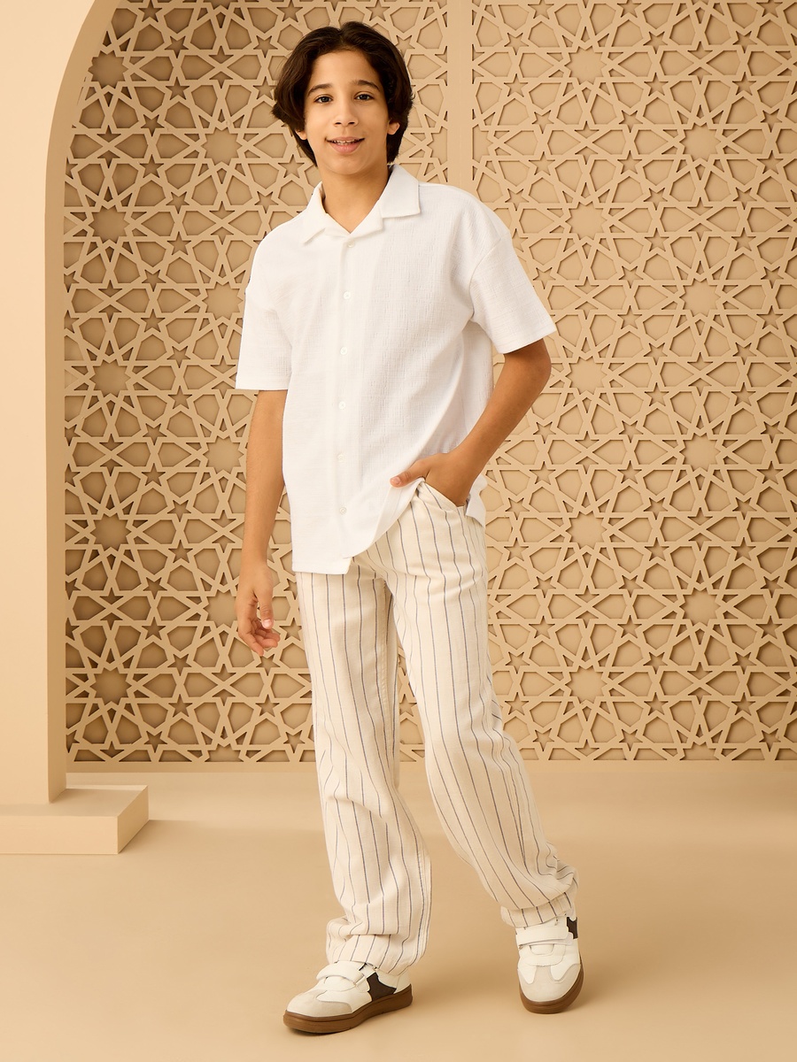 Striped Cotton Pull-On Pants
