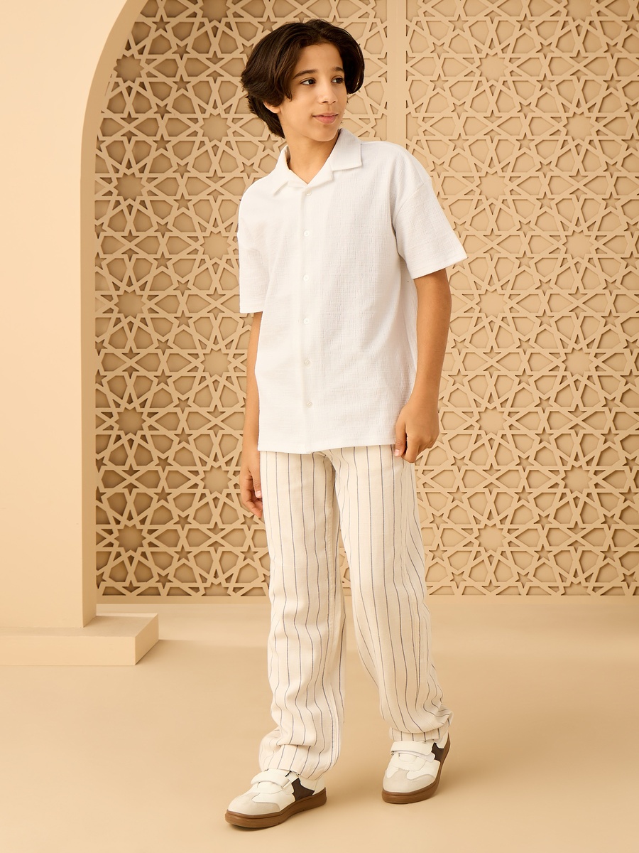 Striped Cotton Pull-On Pants