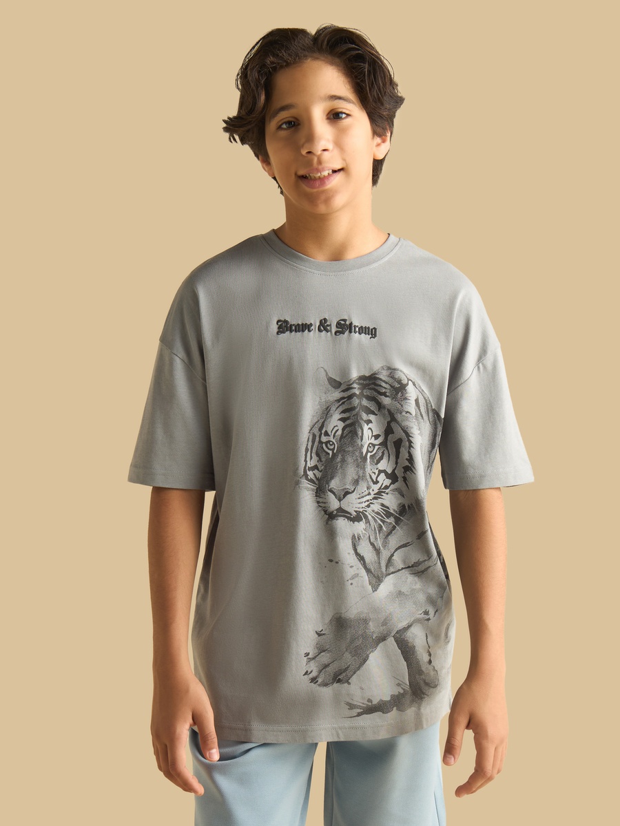 Tiger Print Cotton T-Shirt