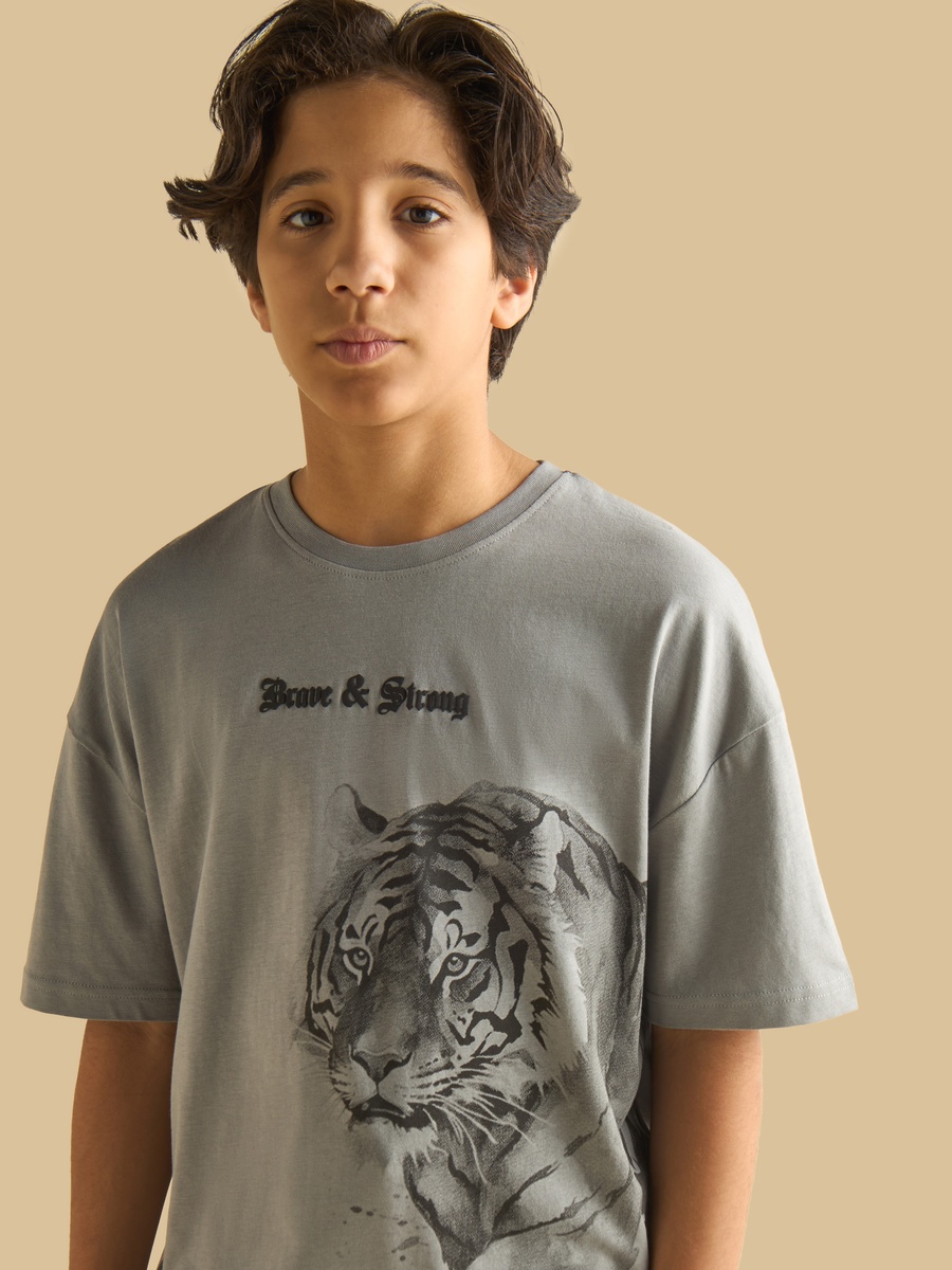 Tiger Print Cotton T-Shirt