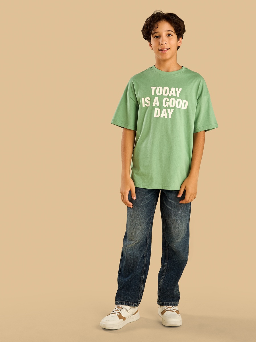 Slogan Print Cotton T-Shirt