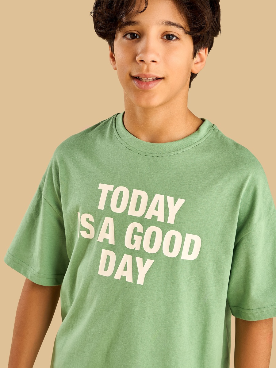 Slogan Print Cotton T-Shirt
