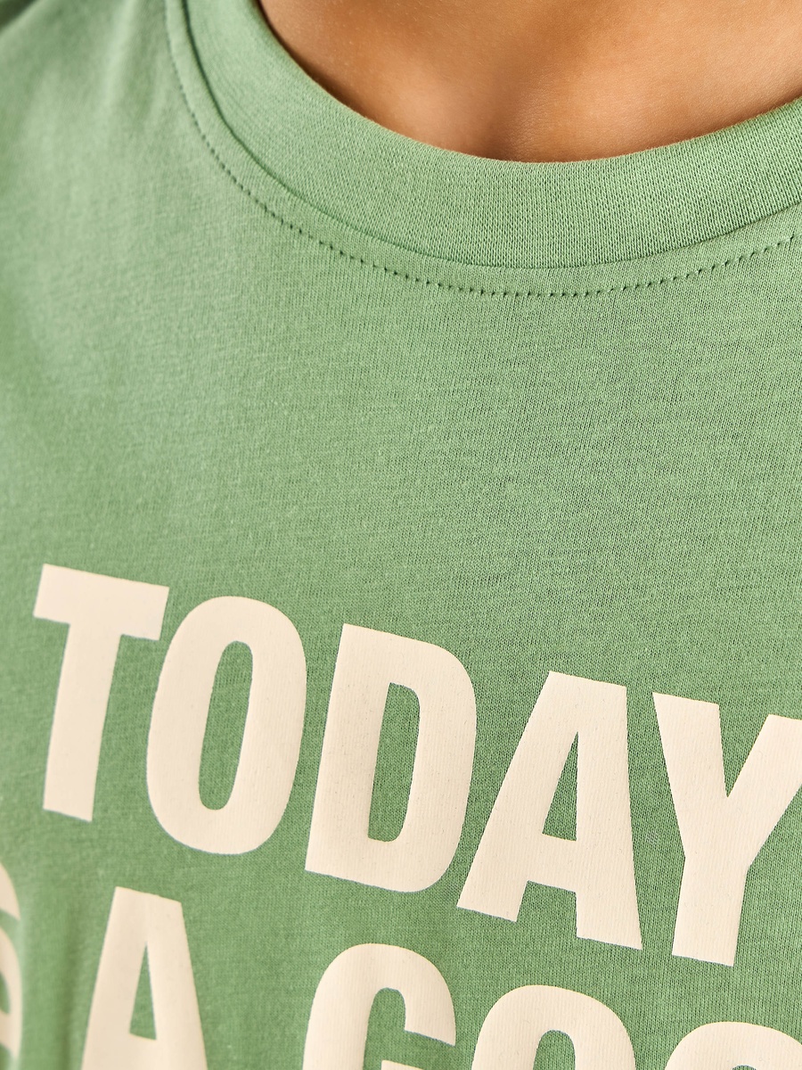 Slogan Print Cotton T-Shirt