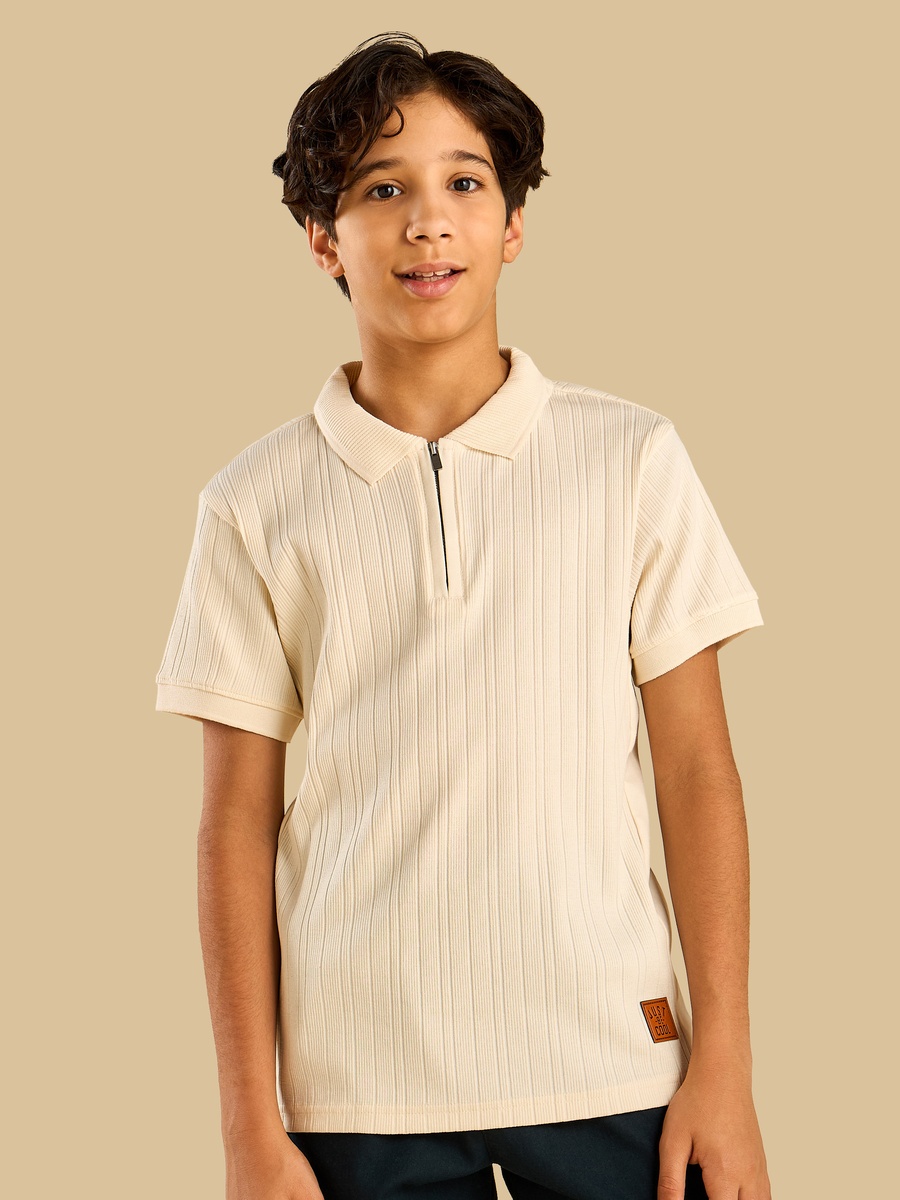 Textured Cotton Polo T-Shirt