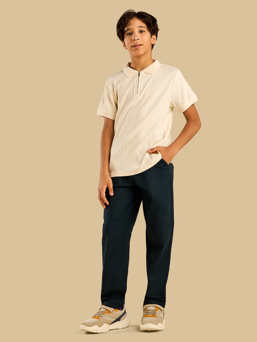 Textured Cotton Polo T-Shirt