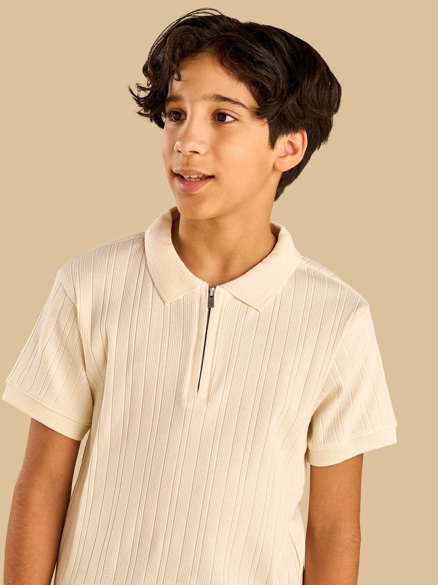 Textured Cotton Polo T-Shirt