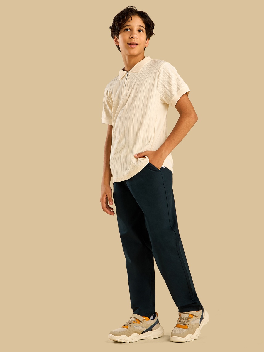 Textured Cotton Polo T-Shirt