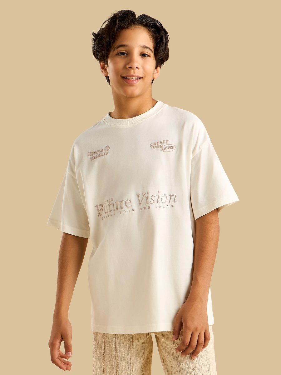 Typographic Print Cotton T-Shirt
