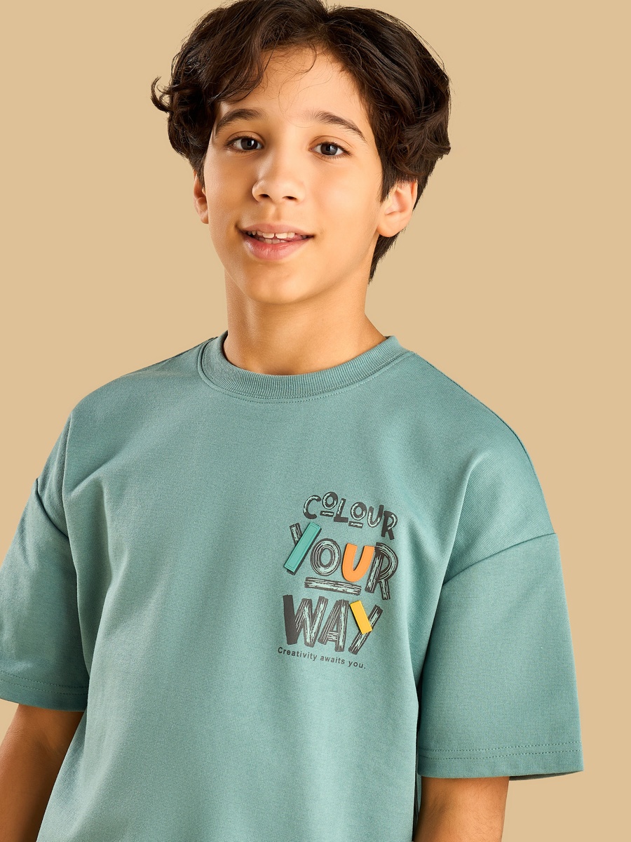 Slogan Print Cotton T-Shirt