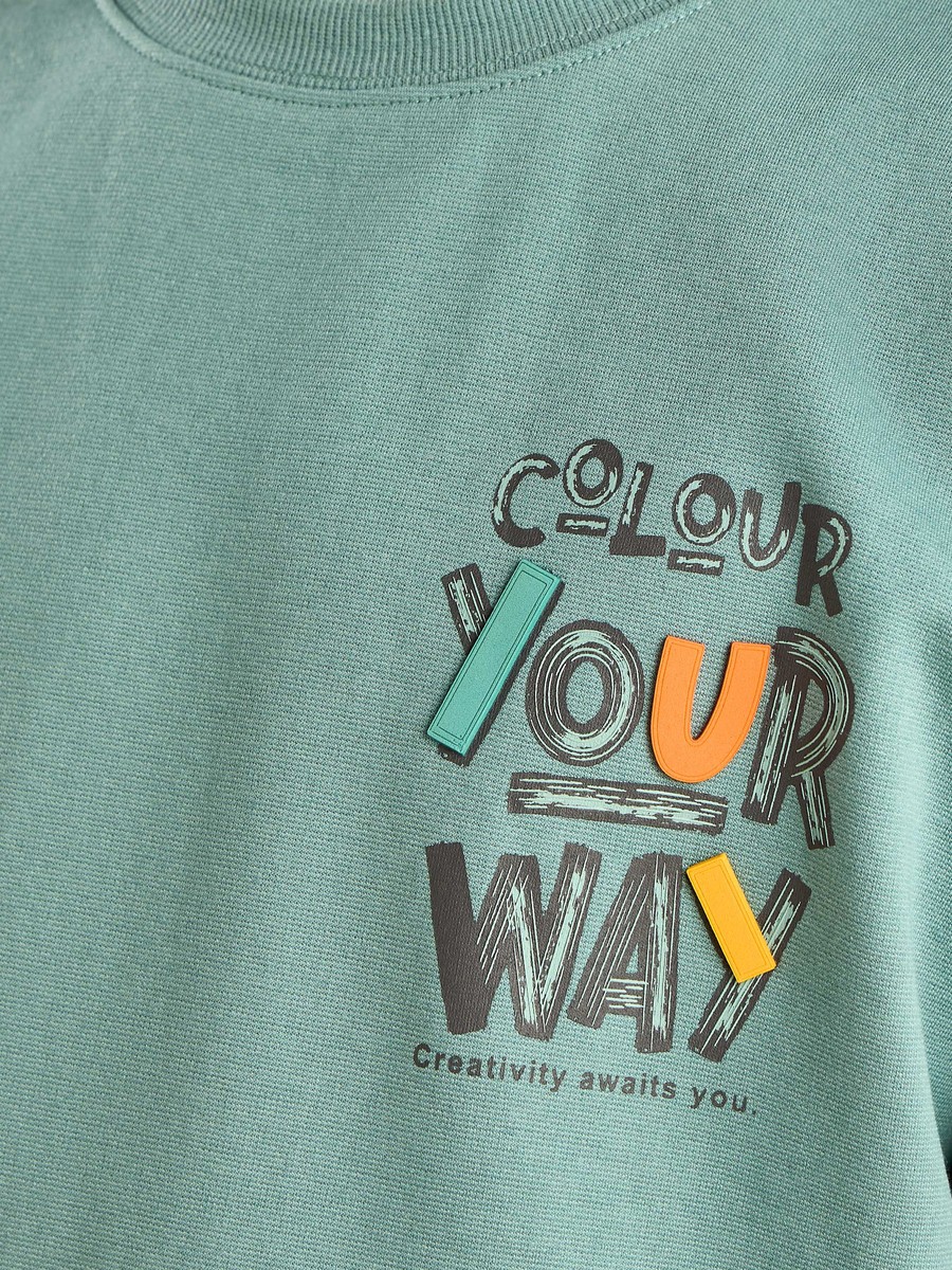 Slogan Print Cotton T-Shirt