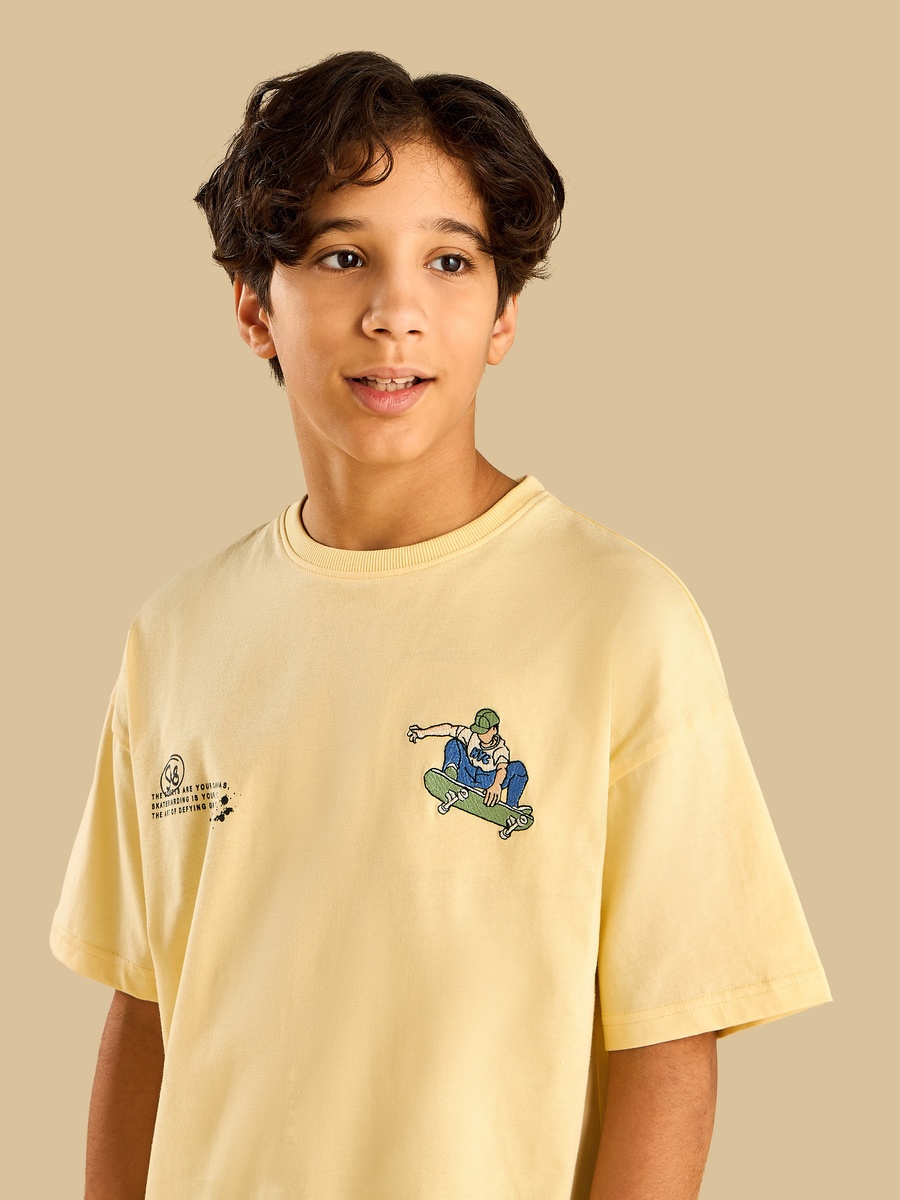 Skate Print Cotton T-Shirt