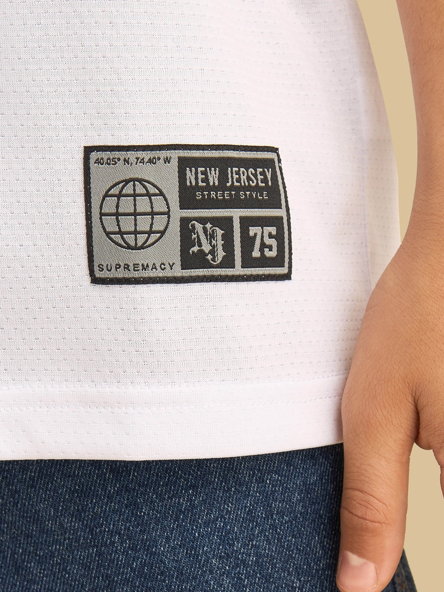 Varsity Print V-Neck Athleisure T-Shirt