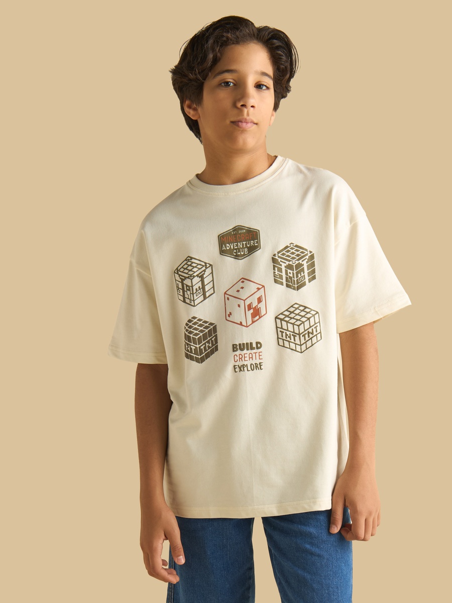 Minecraft Print Cotton T-Shirt