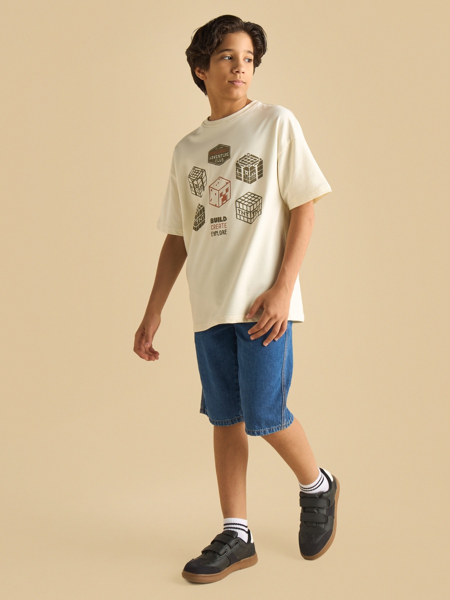 Minecraft Print Cotton T-Shirt