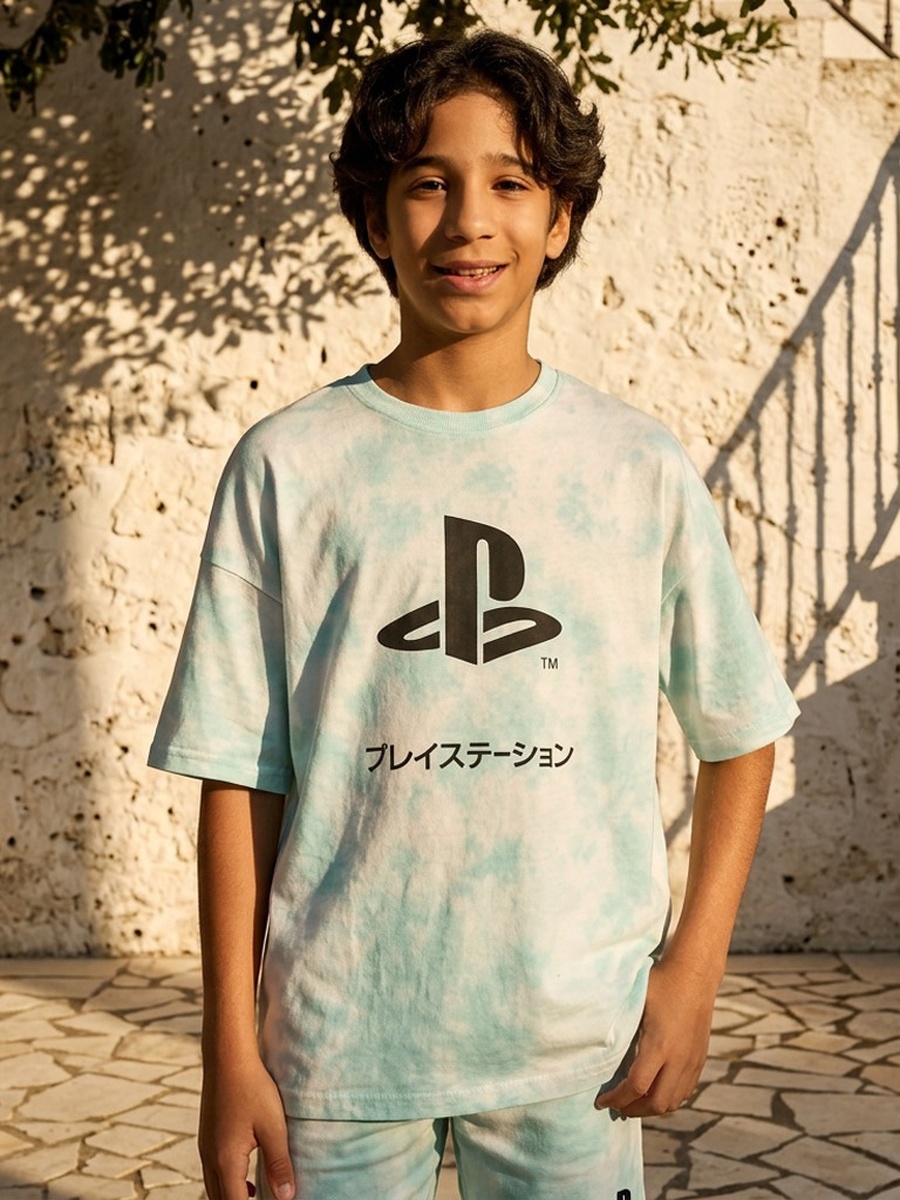 Playstation Print Cotton T-Shirt and Shorts Set