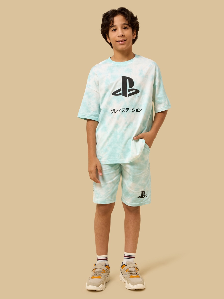 Playstation Print Cotton T-Shirt and Shorts Set