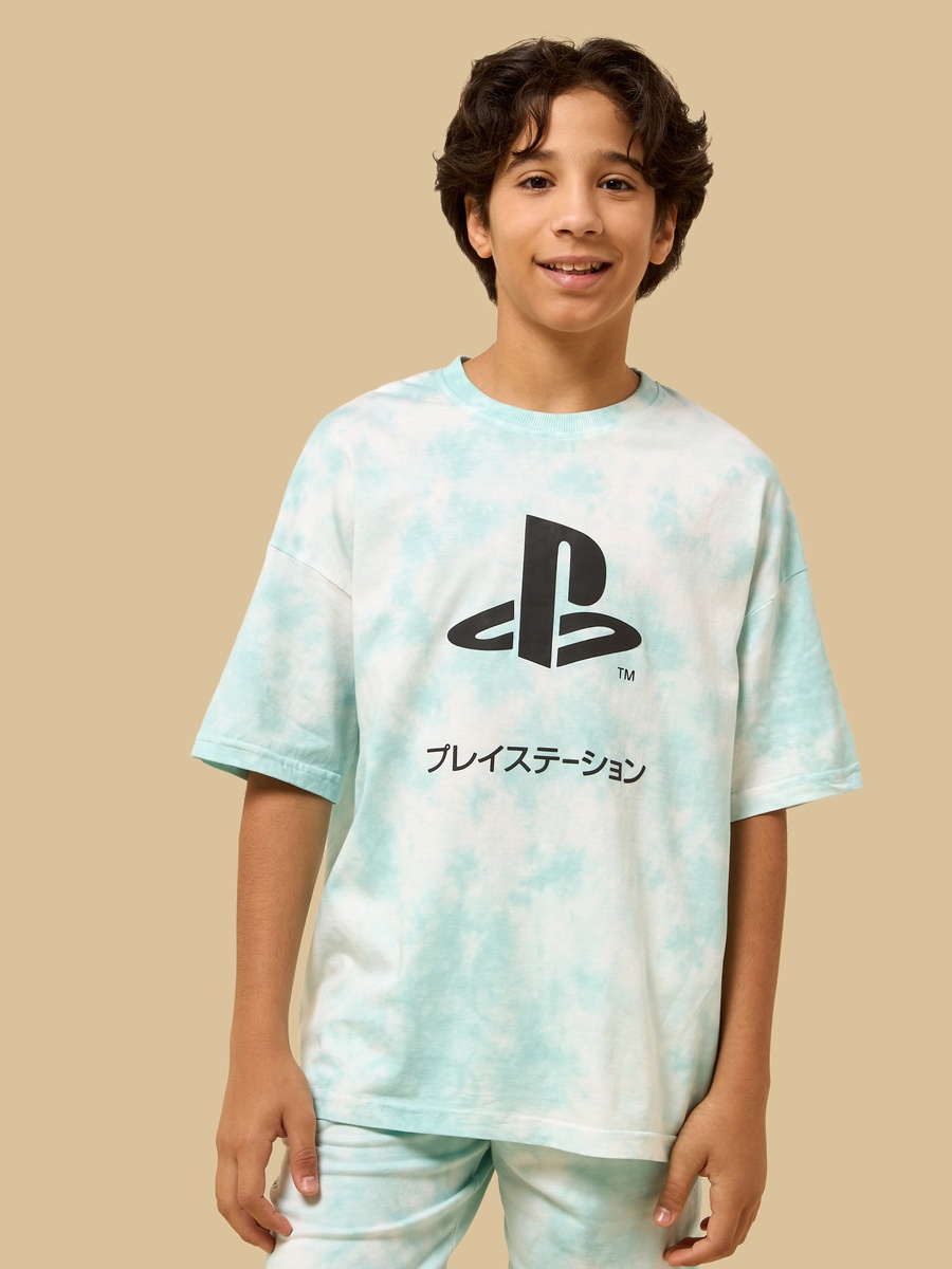 Playstation Print Cotton T-Shirt and Shorts Set