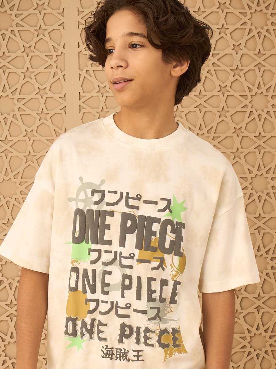 One Piece Print Cotton T-Shirt