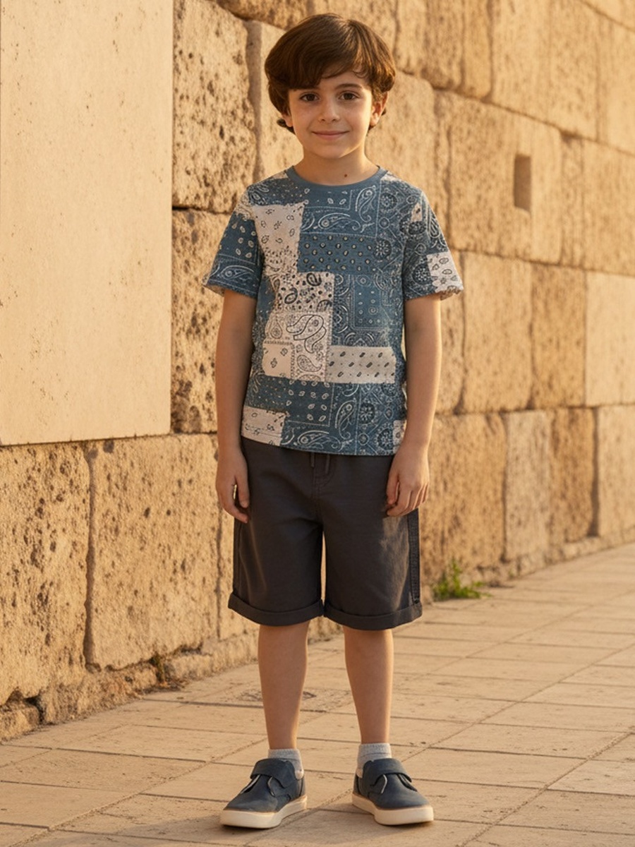 Paisley Print Cotton T-Shirt