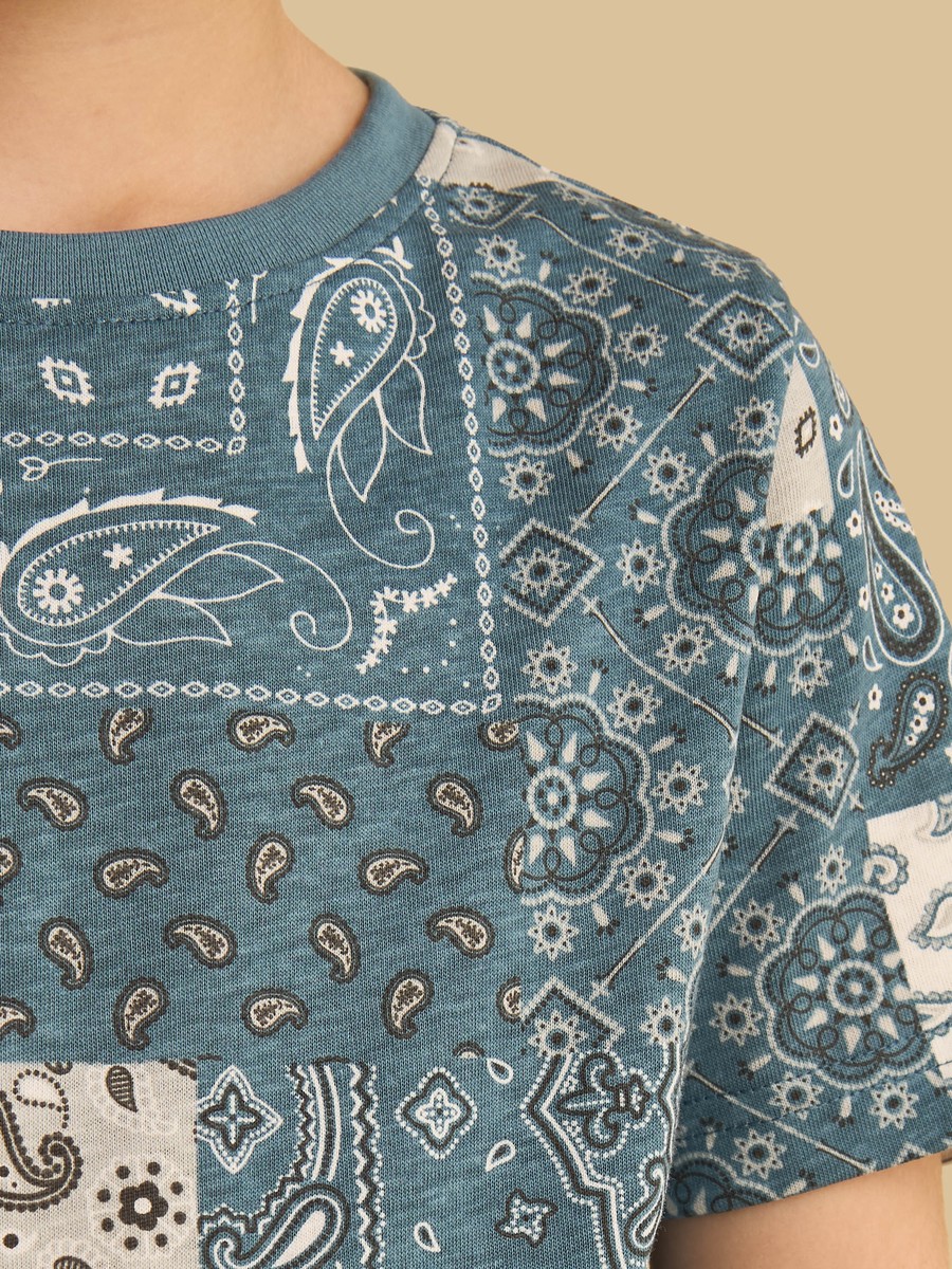 Paisley Print Cotton T-Shirt