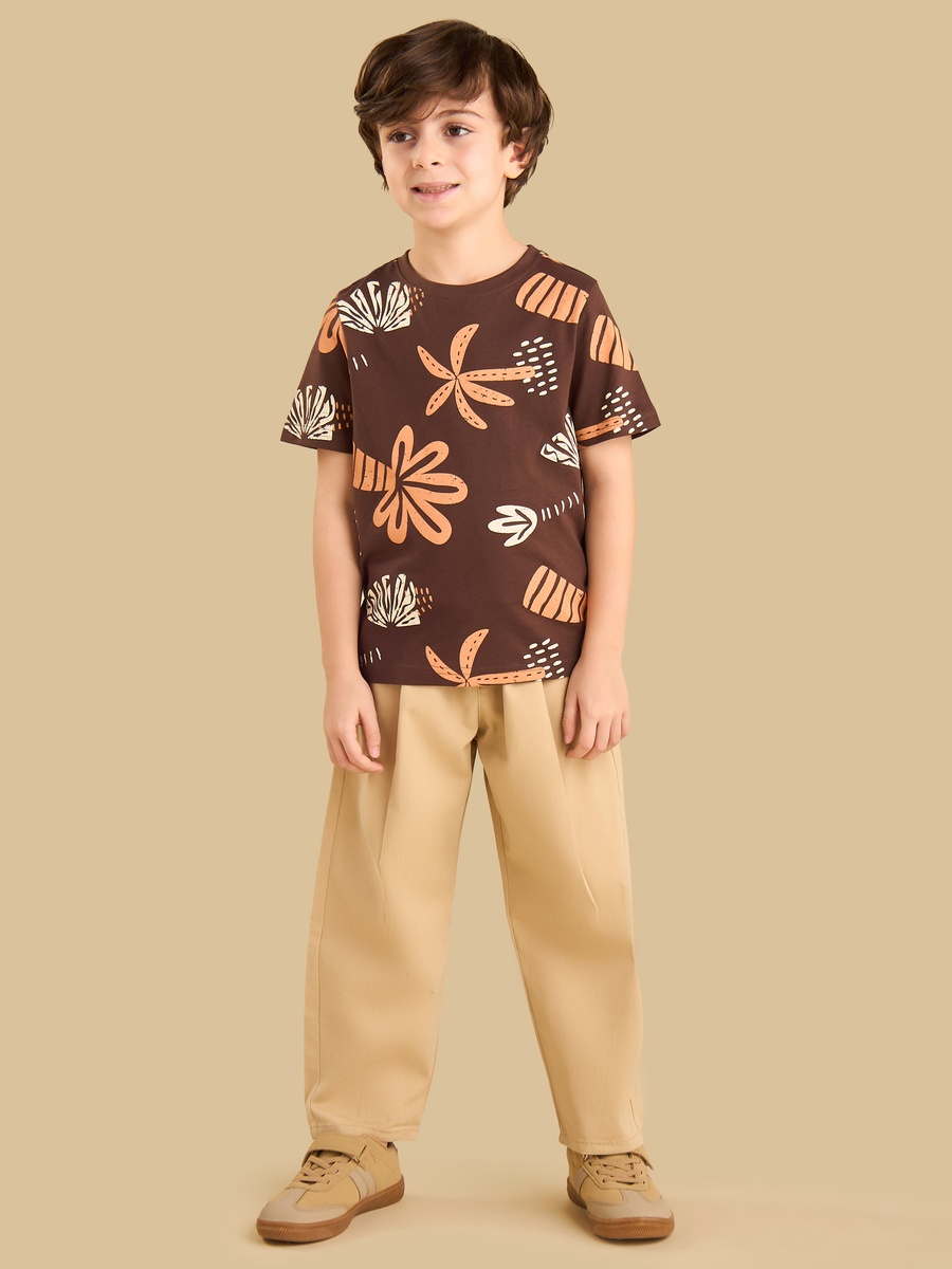 Palm Tree Print Cotton T-Shirt