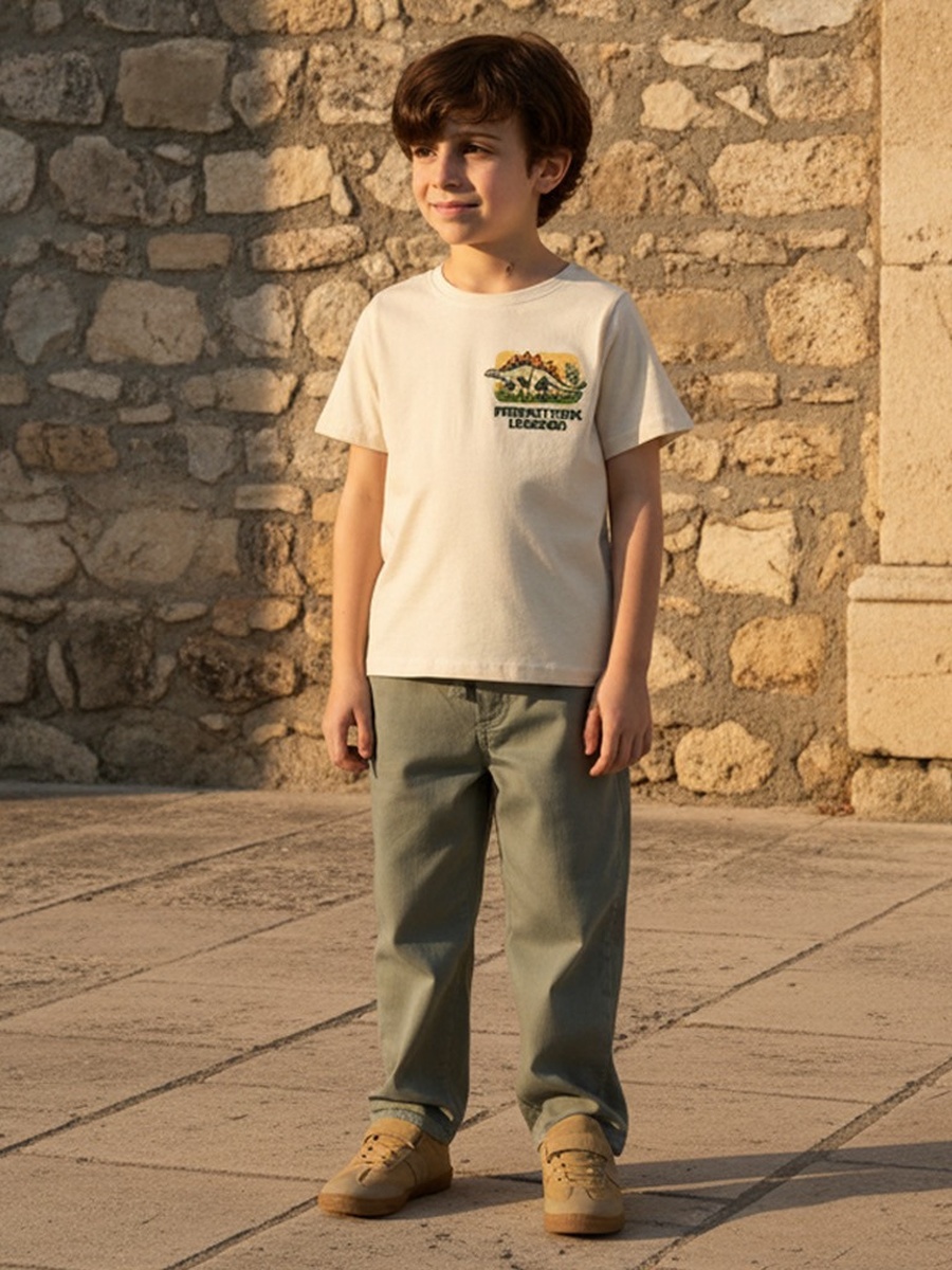 Dinosaur Print Cotton T-Shirt