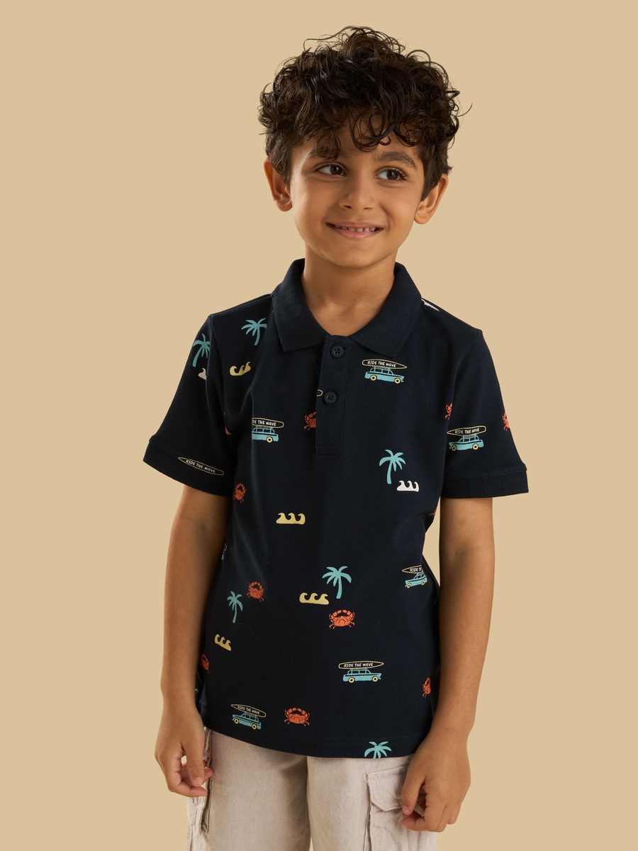 Printed Cotton Polo T-Shirt