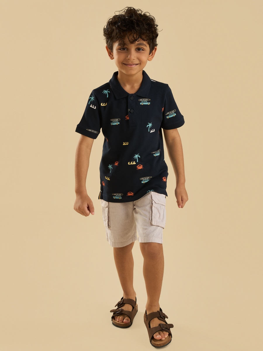 Printed Cotton Polo T-Shirt