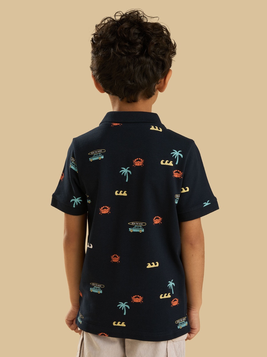 Printed Cotton Polo T-Shirt