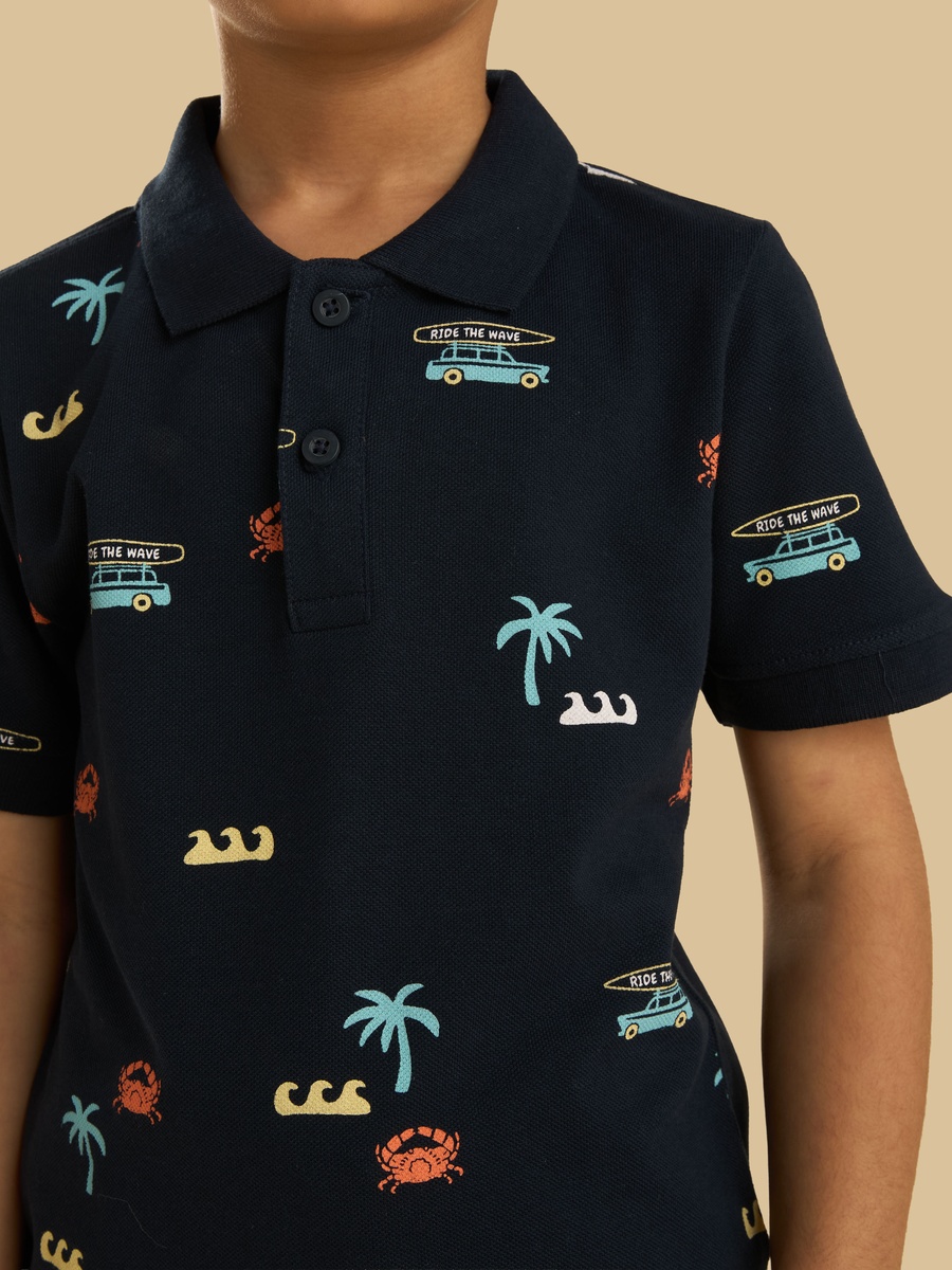 Printed Cotton Polo T-Shirt