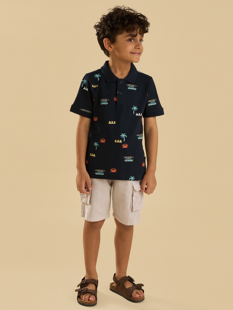Printed Cotton Polo T-Shirt