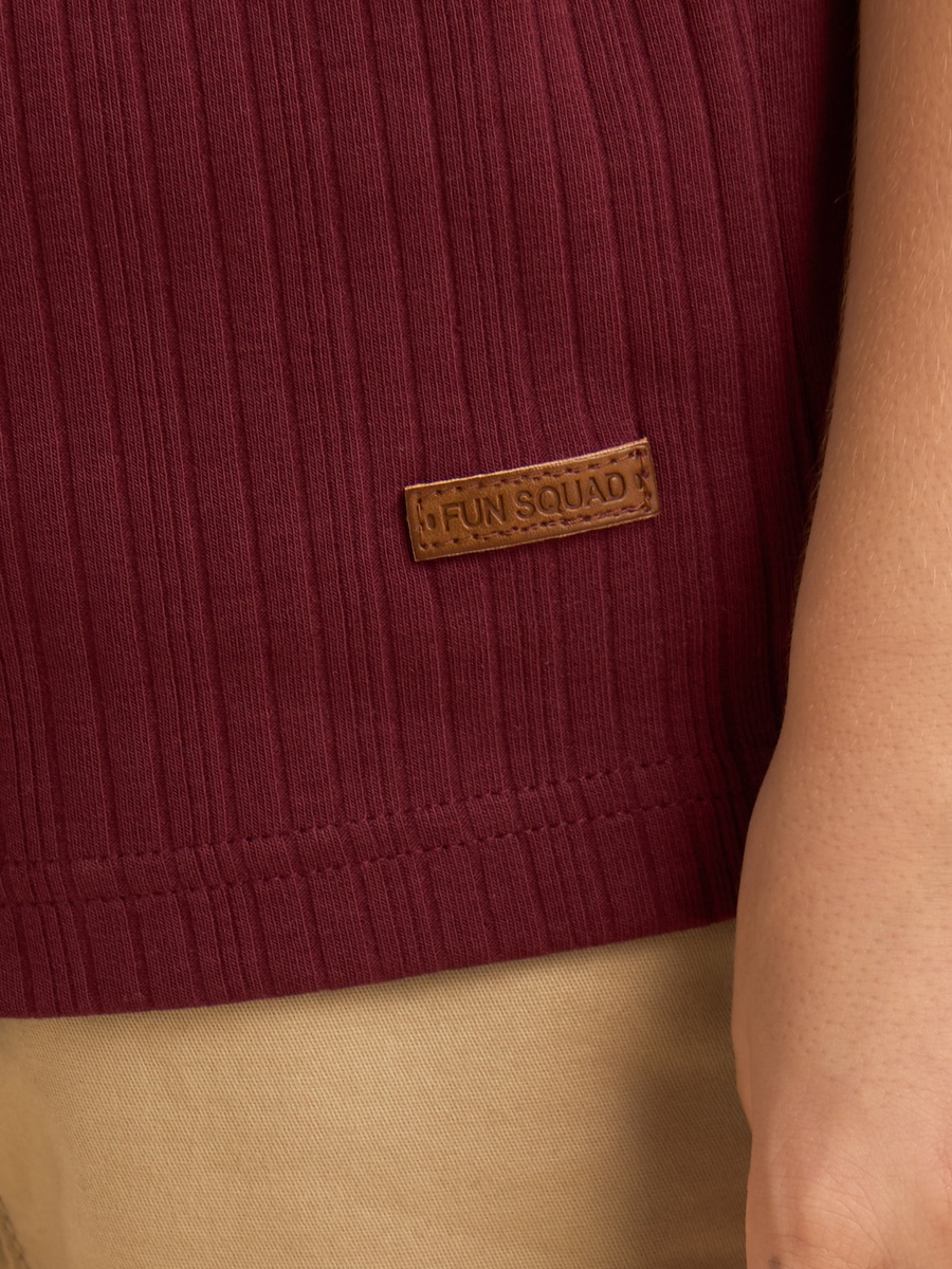 Ribbed Half Zip Cotton Polo T-Shirt