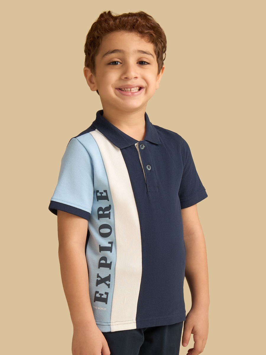 Colourblock Panelled Cotton Polo T-Shirt