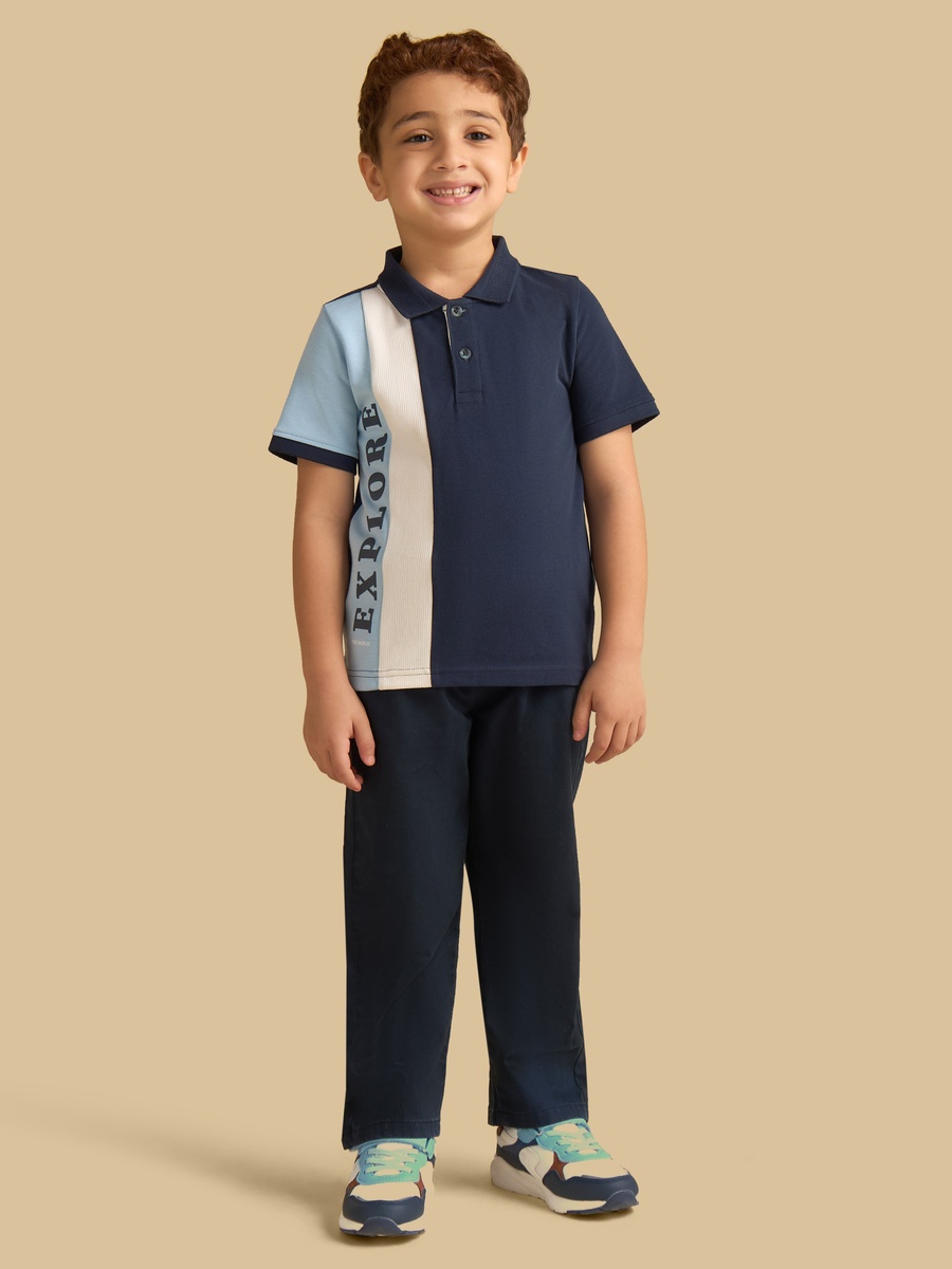 Colourblock Panelled Cotton Polo T-Shirt