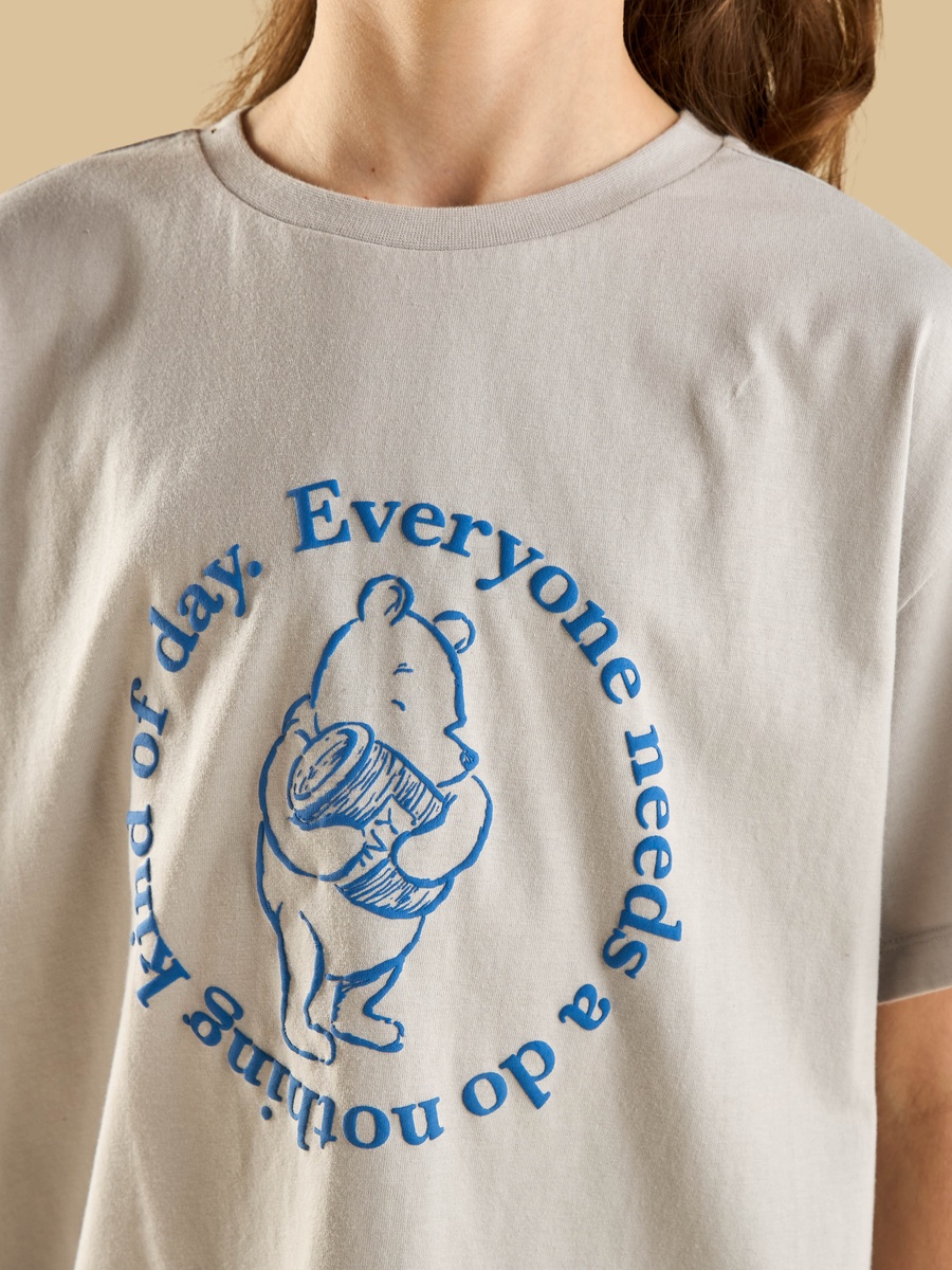 Winnie the Pooh Print Oversized Cotton T-Shirt