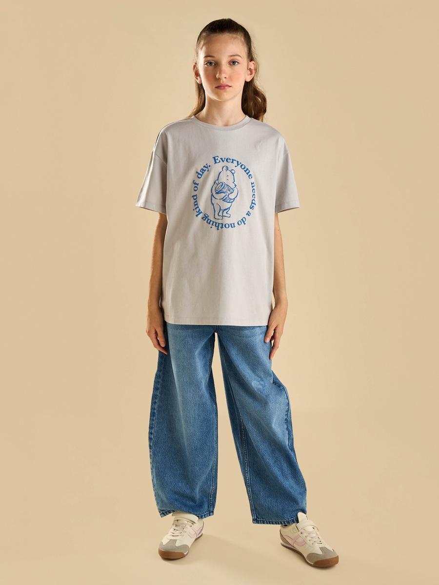 Winnie the Pooh Print Oversized Cotton T-Shirt