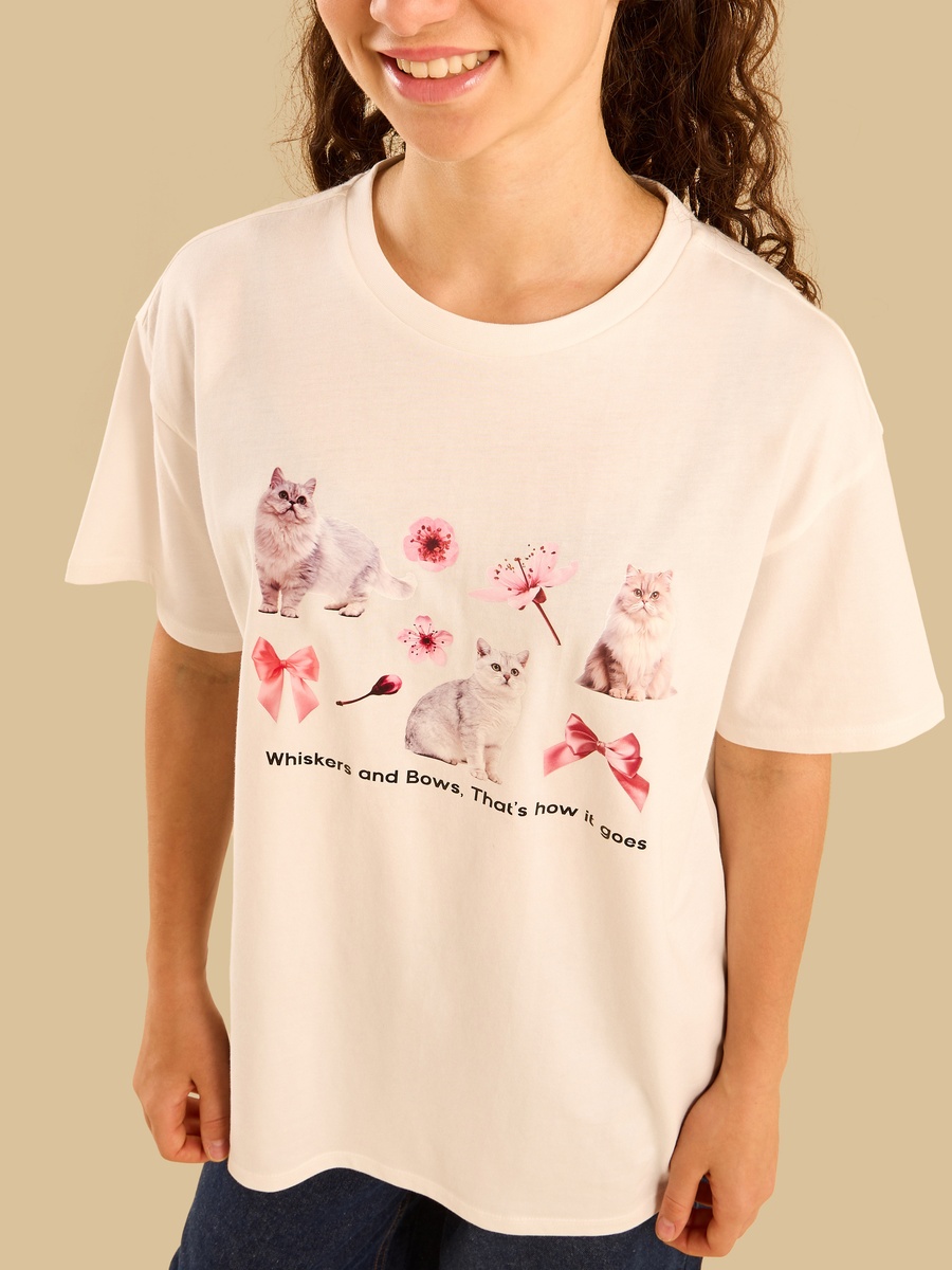 Graphic Print Oversized Cotton T-Shirt