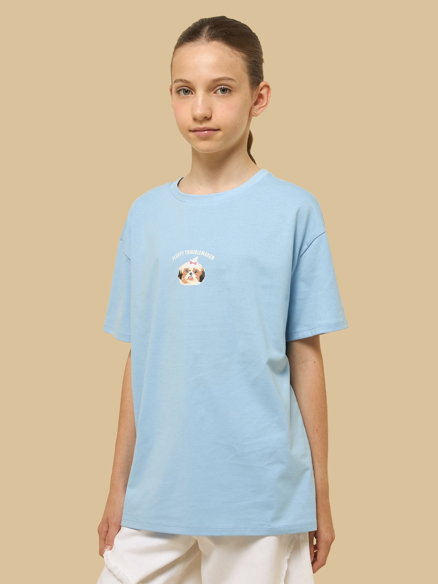 Dog Print Cotton T-Shirt
