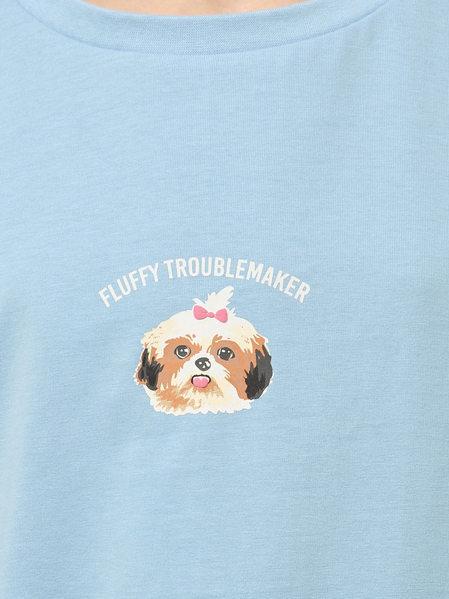 Dog Print Cotton T-Shirt
