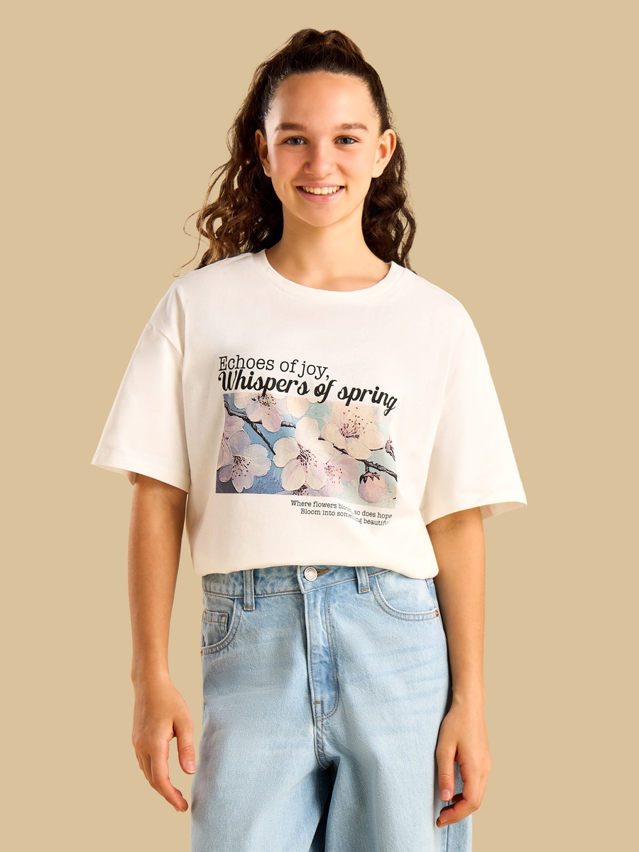 Graphic Print Oversized Cotton T-Shirt