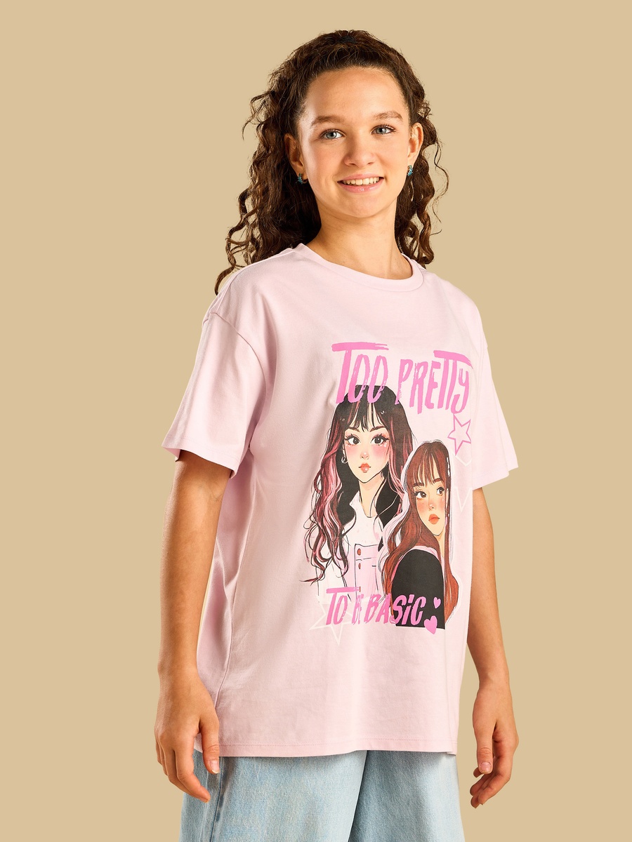 Anime Print Oversized Cotton T-Shirt